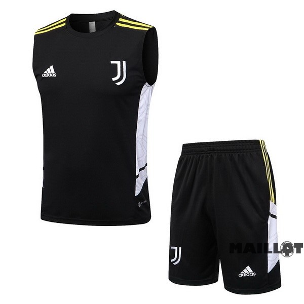 Foot Maillot Pas Cher Entrainement Sans Manches Ensemble Complet Juventus 2022 2023 Noir Blanc