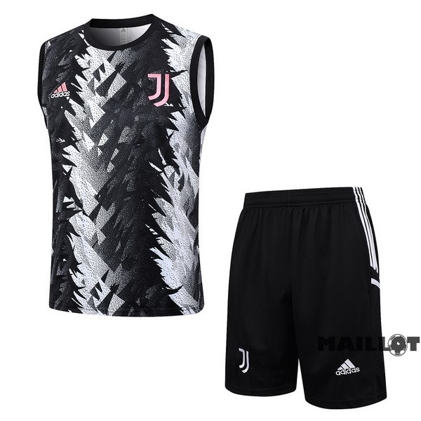 Foot Maillot Pas Cher Entrainement Sans Manches Ensemble Complet Juventus 2023 2024 Gris I Noir