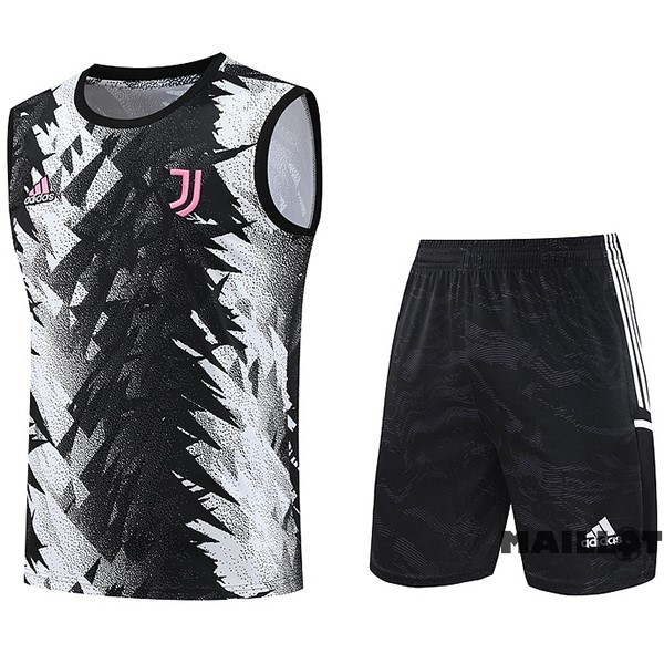 Foot Maillot Pas Cher Entrainement Sans Manches Ensemble Complet Juventus 2023 2024 Gris Noir