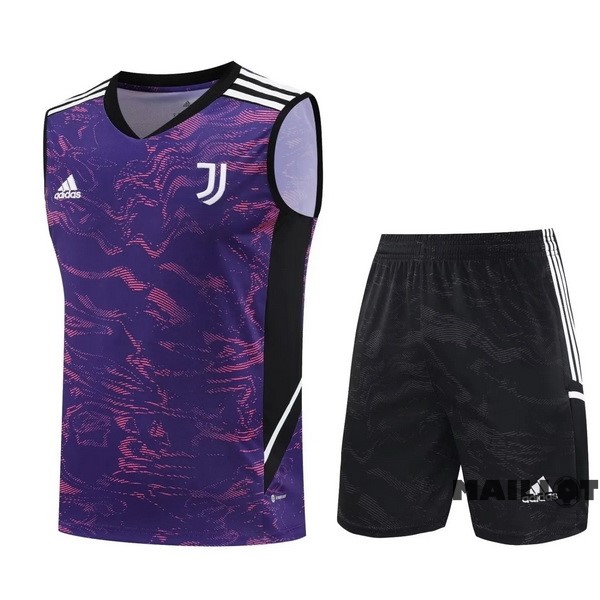 Foot Maillot Pas Cher Entrainement Sans Manches Ensemble Complet Juventus 2023 2024 Purpura Noir