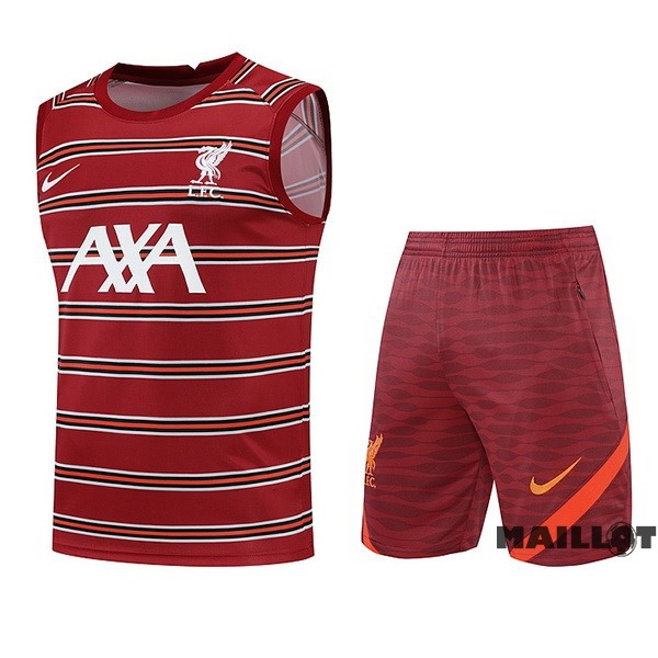 Foot Maillot Pas Cher Entrainement Sans Manches Ensemble Complet Liverpool 2022 2023 Rouge