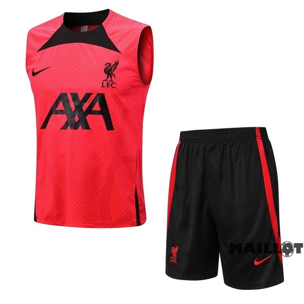 Foot Maillot Pas Cher Entrainement Sans Manches Ensemble Complet Liverpool 2022 2023 Rouge I Noir