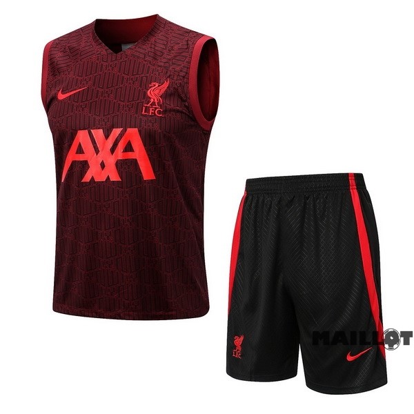 Foot Maillot Pas Cher Entrainement Sans Manches Ensemble Complet Liverpool 2022 2023 Rouge Marine