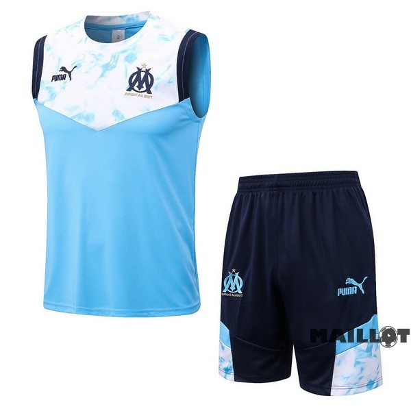 Foot Maillot Pas Cher Entrainement Sans Manches Ensemble Complet Marsella 2022 2023 Bleu I Blanc