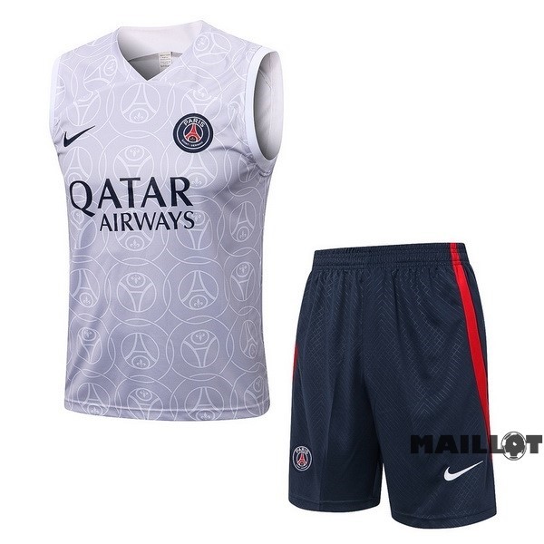 Foot Maillot Pas Cher Entrainement Sans Manches Ensemble Complet Paris Saint Germain 2022 2023 Blanc I Bleu