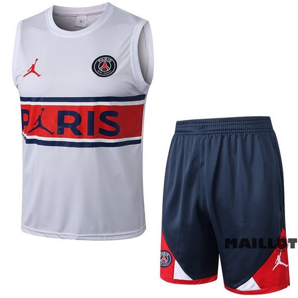 Foot Maillot Pas Cher Entrainement Sans Manches Ensemble Complet Paris Saint Germain 2022 2023 Blanc I Rouge Bleu