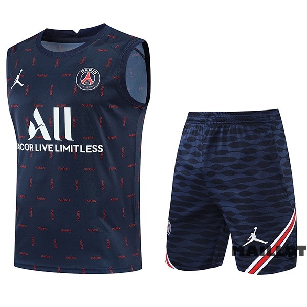 Foot Maillot Pas Cher Entrainement Sans Manches Ensemble Complet Paris Saint Germain 2022 2023 Bleu Marine