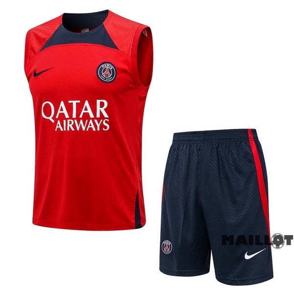 Foot Maillot Pas Cher Entrainement Sans Manches Ensemble Complet Paris Saint Germain 2022 2023 Rouge I Bleu