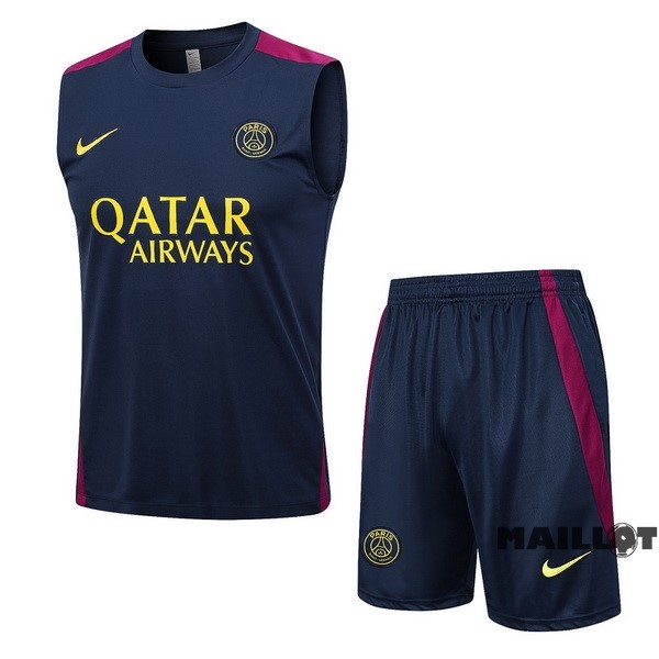 Foot Maillot Pas Cher Entrainement Sans Manches Ensemble Complet Paris Saint Germain 2023 2024 Bleu Marine