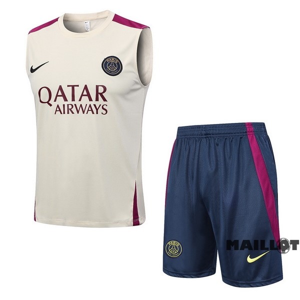 Foot Maillot Pas Cher Entrainement Sans Manches Ensemble Complet Paris Saint Germain 2023 2024 Jaune I Bleu