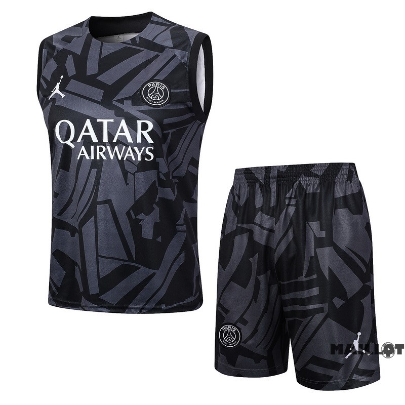 Foot Maillot Pas Cher Entrainement Sans Manches Ensemble Complet Paris Saint Germain 2023 2024 Noir I Gris