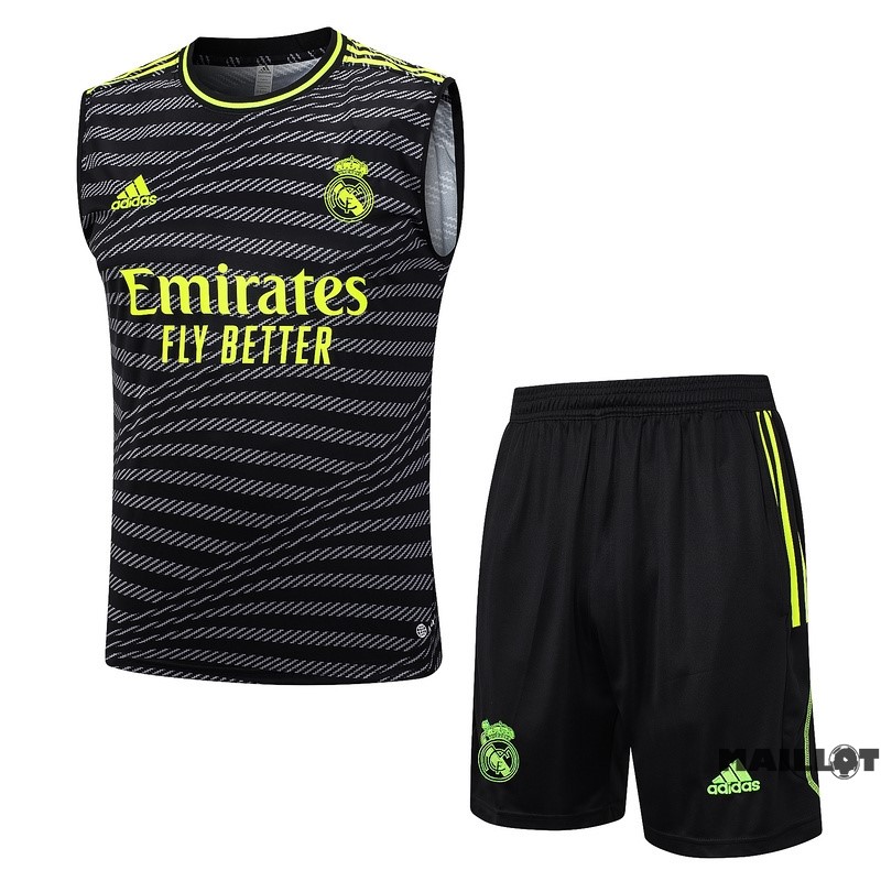 Foot Maillot Pas Cher Entrainement Sans Manches Ensemble Complet Real Madrid 2023 2024 Vert Gris Noir