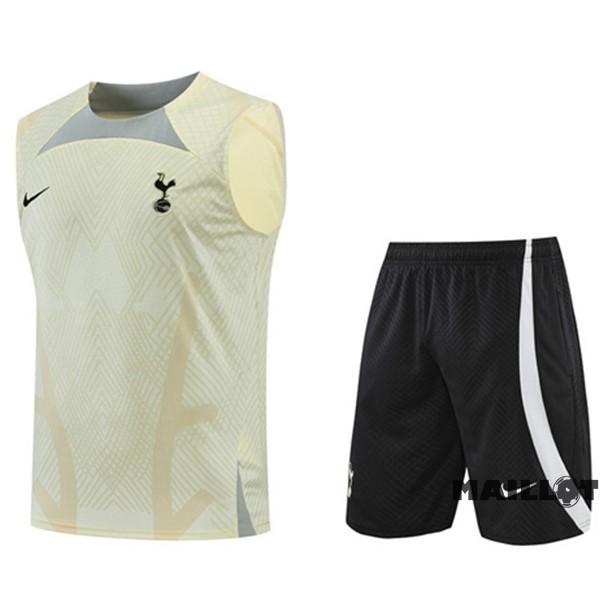 Foot Maillot Pas Cher Entrainement Sans Manches Ensemble Complet Tottenham Hotspur 2022 2023 Jaune Noir