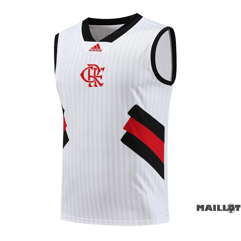 Foot Maillot Pas Cher Entrainement Sans Manches Flamengo 2023 2024 Blanc Noir