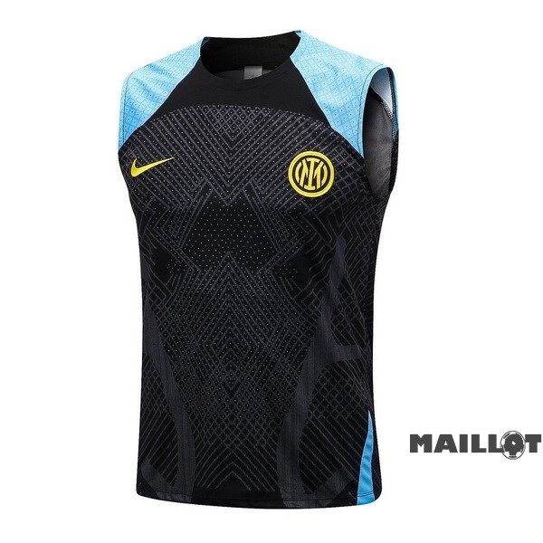 Foot Maillot Pas Cher Entrainement Sans Manches Inter Milán 2022 2023 Noir Bleu