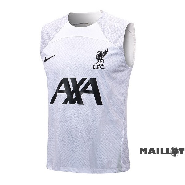 Foot Maillot Pas Cher Entrainement Sans Manches Liverpool 2022 2023 Blanc Gris