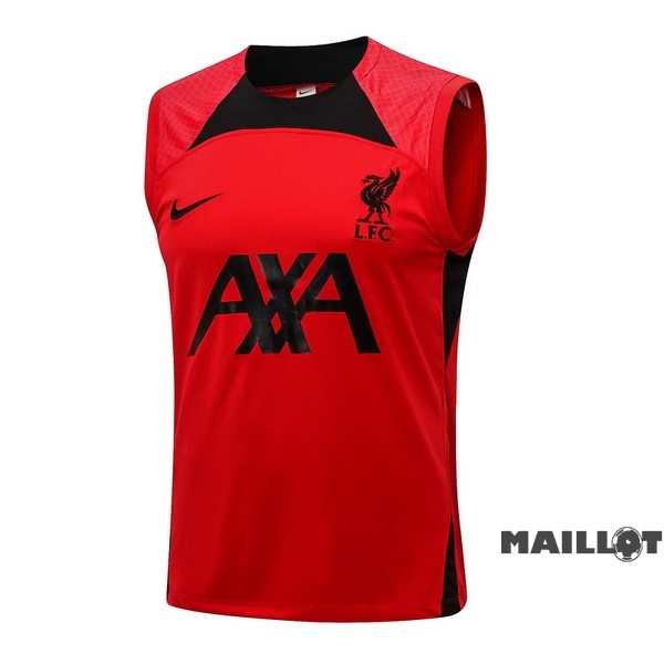 Foot Maillot Pas Cher Entrainement Sans Manches Liverpool 2022 2023 Rouge I Noir