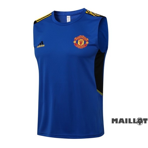 Foot Maillot Pas Cher Entrainement Sans Manches Manchester United 2022 2023 Bleu