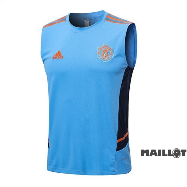 Foot Maillot Pas Cher Entrainement Sans Manches Manchester United 2022 2023 Bleu Clair