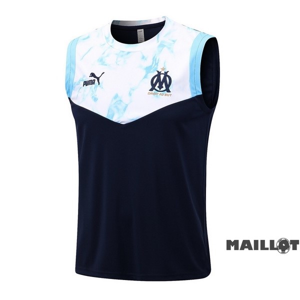 Foot Maillot Pas Cher Entrainement Sans Manches Marsella 2022 2023 Bleu Blanc