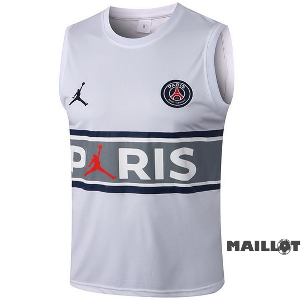 Foot Maillot Pas Cher Entrainement Sans Manches Paris Saint Germain 2022 2023 Blanc Gris