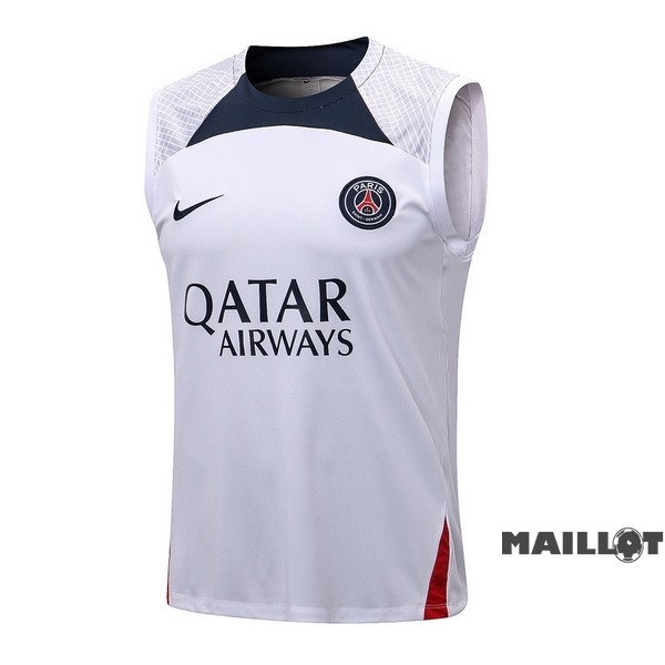 Foot Maillot Pas Cher Entrainement Sans Manches Paris Saint Germain 2022 2023 Blanc I Bleu