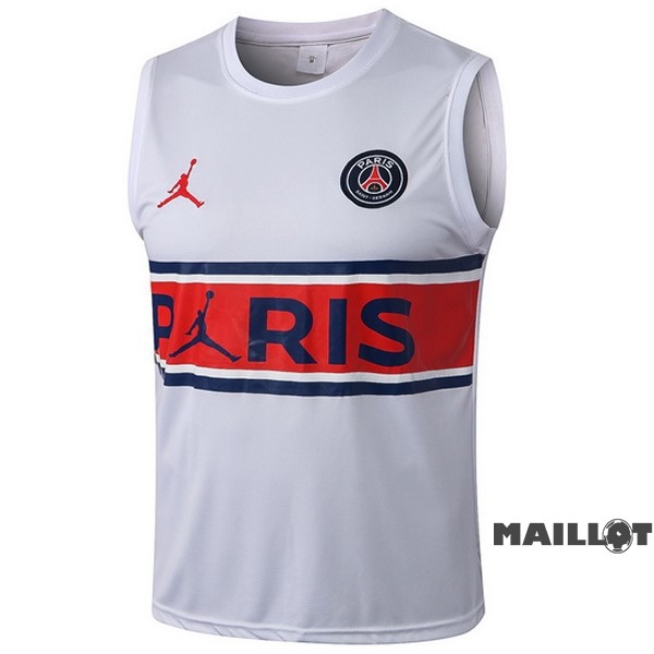 Foot Maillot Pas Cher Entrainement Sans Manches Paris Saint Germain 2022 2023 Blanc I Rouge