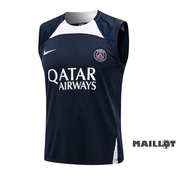 Foot Maillot Pas Cher Entrainement Sans Manches Paris Saint Germain 2022 2023 Bleu III Blanc