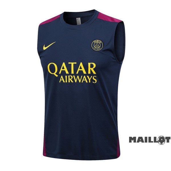 Foot Maillot Pas Cher Entrainement Sans Manches Paris Saint Germain 2023 2024 Bleu Marine