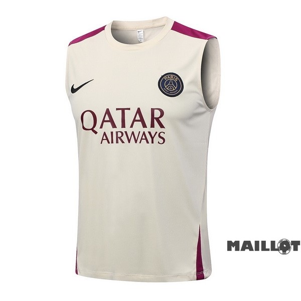 Foot Maillot Pas Cher Entrainement Sans Manches Paris Saint Germain 2023 2024 Jaune