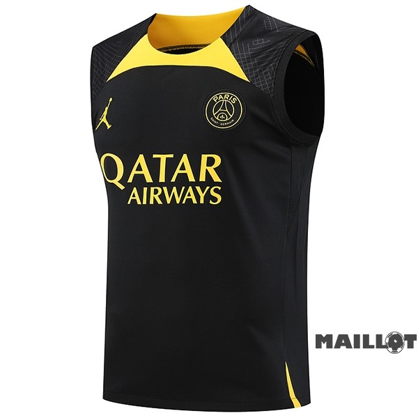 Foot Maillot Pas Cher Entrainement Sans Manches Paris Saint Germain 2023 2024 Noir I Jaune