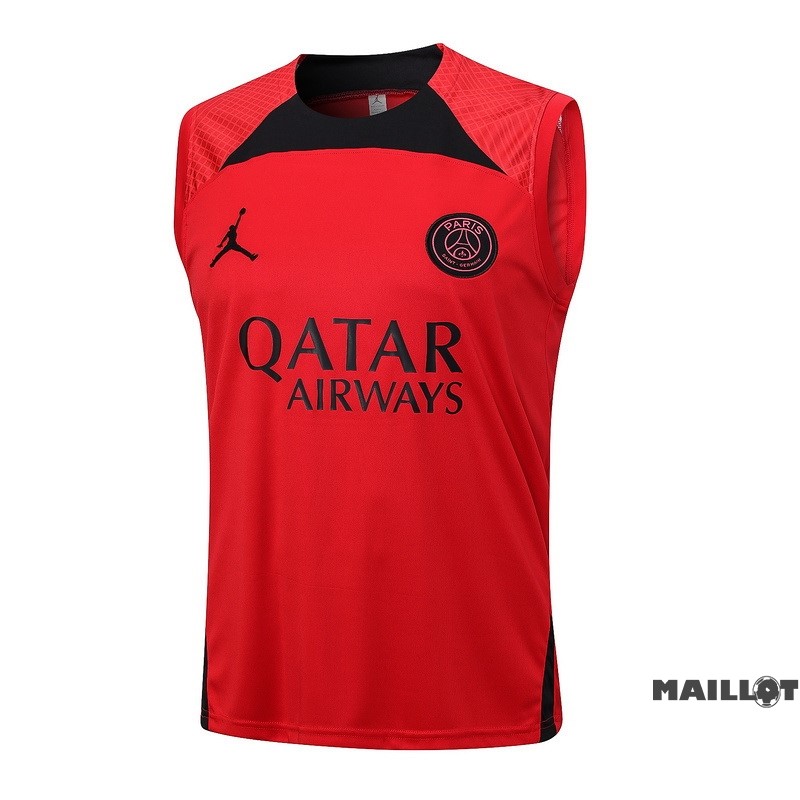 Foot Maillot Pas Cher Entrainement Sans Manches Paris Saint Germain 2023 2024 Rouge Noir