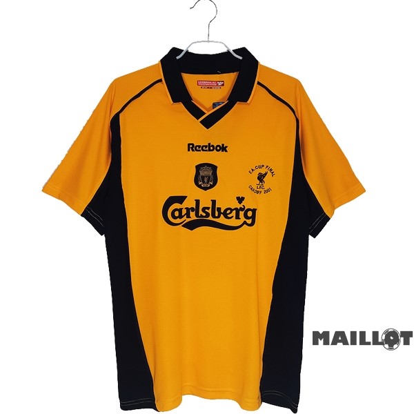 Foot Maillot Pas Cher Exterieur Maillot Liverpool Retro 2000 2001 Jaune