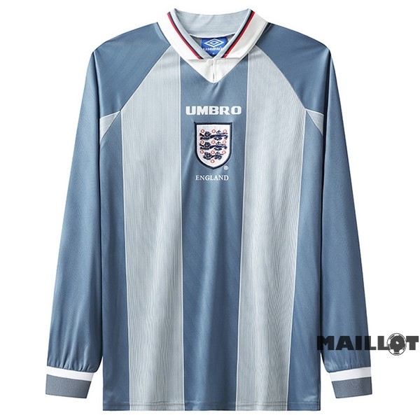 Foot Maillot Pas Cher Exterieur Maillot Manches Longues Angleterre Retro 1996 Bleu