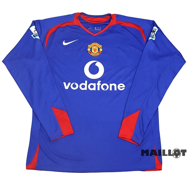 Foot Maillot Pas Cher Exterieur Maillot Manches Longues Manchester United Retro 2005 2006 Bleu