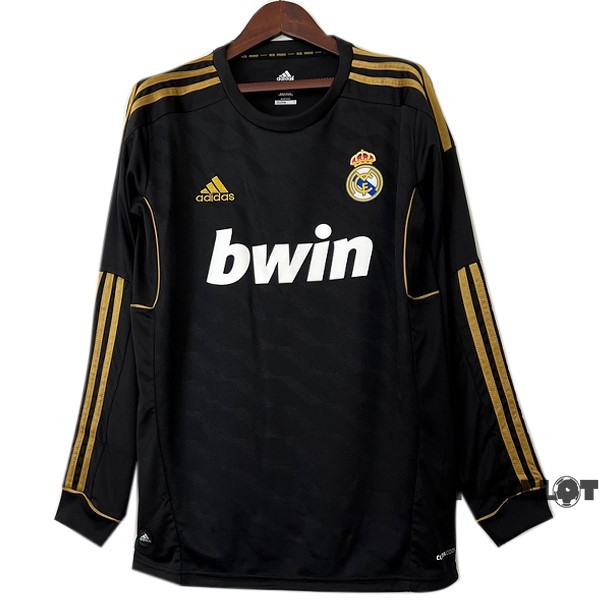 Foot Maillot Pas Cher Exterieur Maillot Manches Longues Real Madrid Retro 2011 2012 Noir