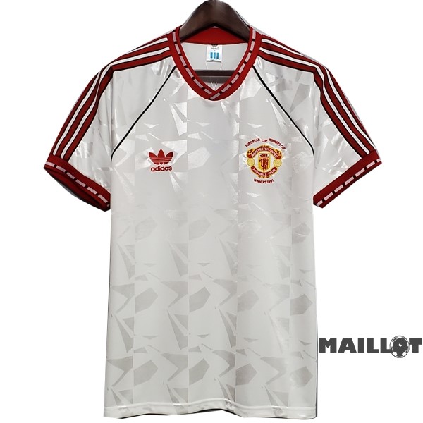 Foot Maillot Pas Cher Exterieur Maillot Manchester United Retro 1991 Blanc