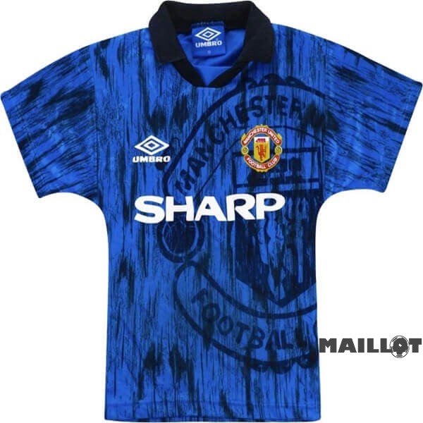 Foot Maillot Pas Cher Exterieur Maillot Manchester United Retro 1992 1993 Bleu Marine