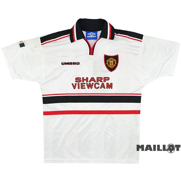 Foot Maillot Pas Cher Exterieur Maillot Manchester United Retro 1998 1999 Blanc