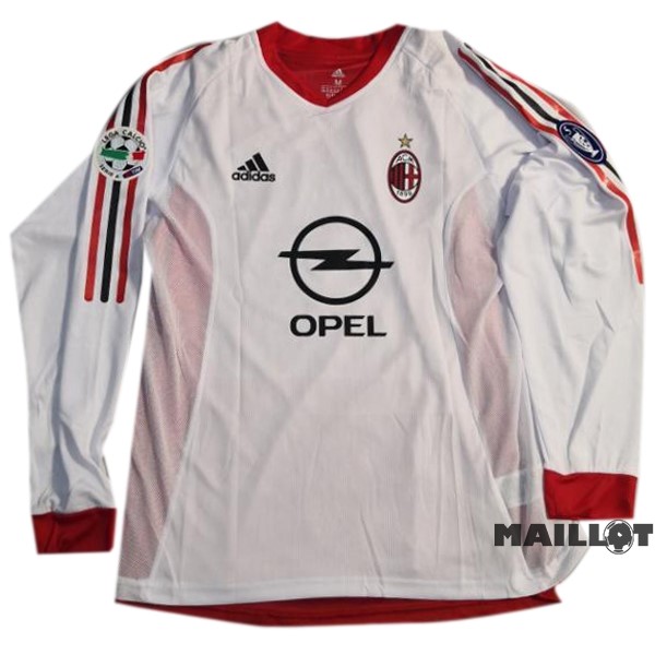 Foot Maillot Pas Cher Exterieur Manches Longues AC Milan Retro 2002 2003 Blanc