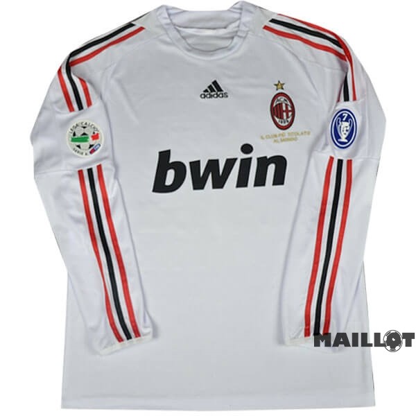 Foot Maillot Pas Cher Exterieur Manches Longues AC Milan Retro 2008 2009 Blanc