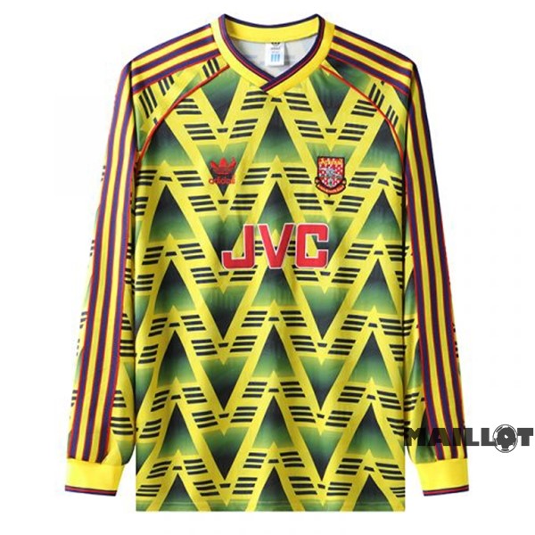 Foot Maillot Pas Cher Exterieur Manches Longues Arsenal Retro 1991 1993 Jaune