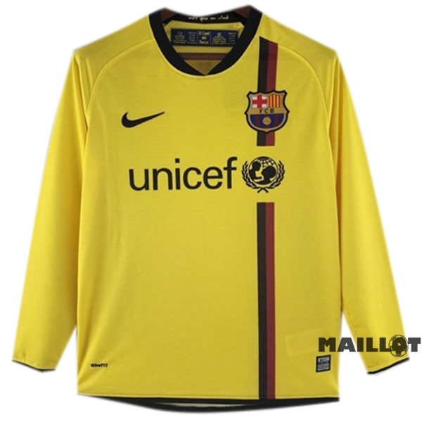 Foot Maillot Pas Cher Exterieur Manches Longues Barcelona Retro 2008 2009 Jaune