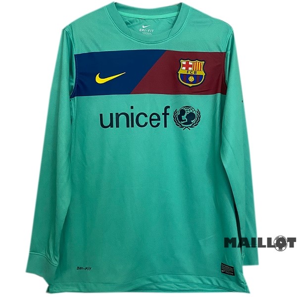 Foot Maillot Pas Cher Exterieur Manches Longues Barcelona Retro 2010 2011 Vert