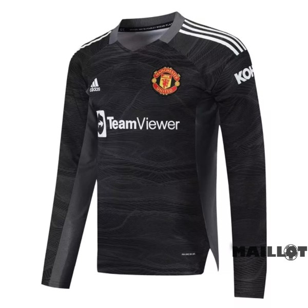 Foot Maillot Pas Cher Exterieur Manches Longues Gardien Manchester United 2021 2022 Noir