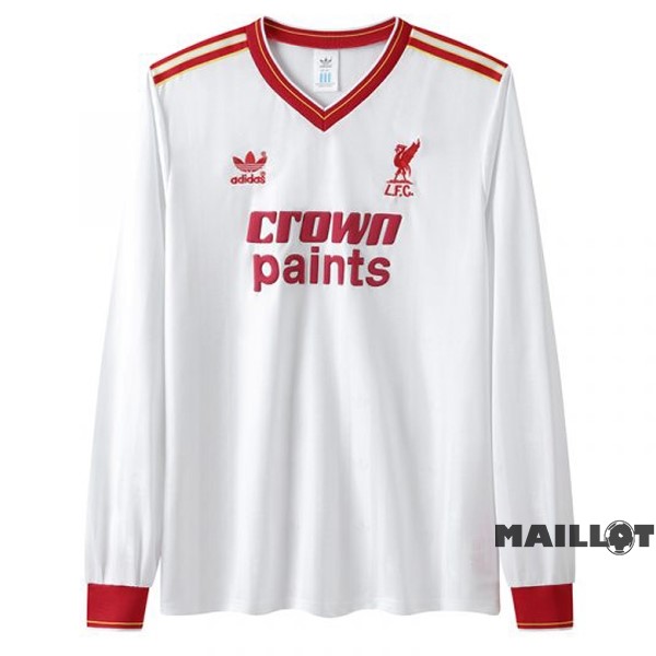 Foot Maillot Pas Cher Exterieur Manches Longues Liverpool Retro 1985 1986 Blanc