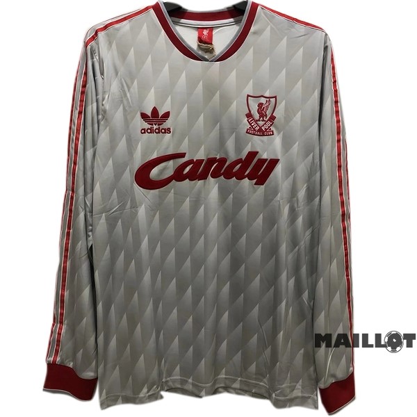 Foot Maillot Pas Cher Exterieur Manches Longues Liverpool Retro 1989 1991 Gris