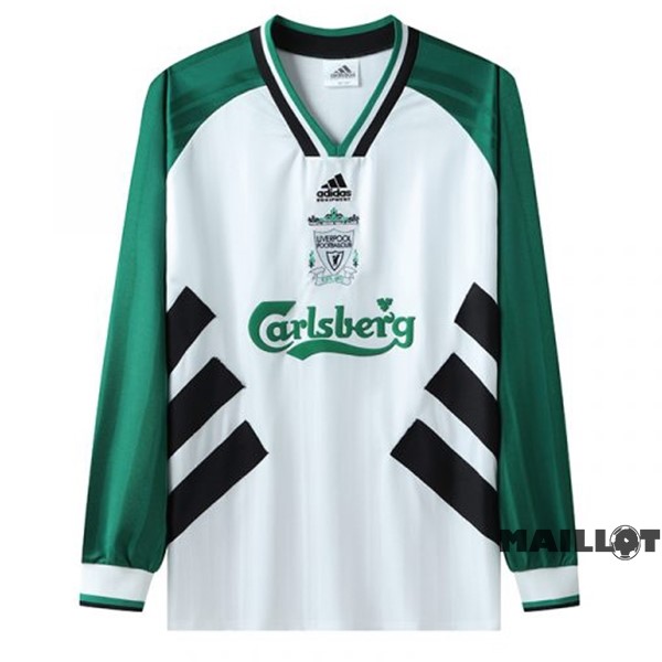 Foot Maillot Pas Cher Exterieur Manches Longues Liverpool Retro 1993 1995 Blanc