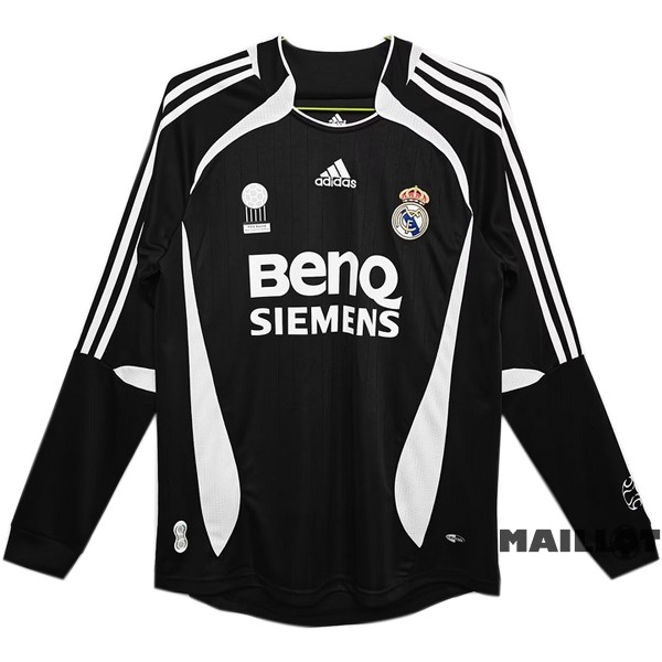 Foot Maillot Pas Cher Exterieur Manches Longues Real Madrid Retro 2006 2007 Noir