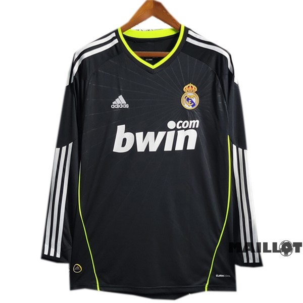 Foot Maillot Pas Cher Exterieur Manches Longues Real Madrid Retro 2010 2011 Noir